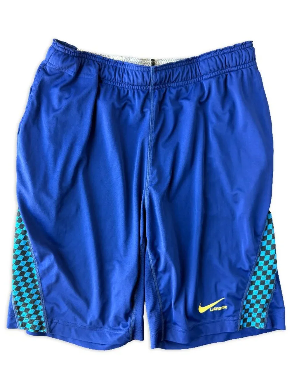 Nike Elite Lacrosse Training Shorts - Royal Blue & Volt - Medium